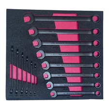 PROTO Combination Wrench Black Oxide, 14 Tools, Offset in Foam Tray J1200FBASDFV