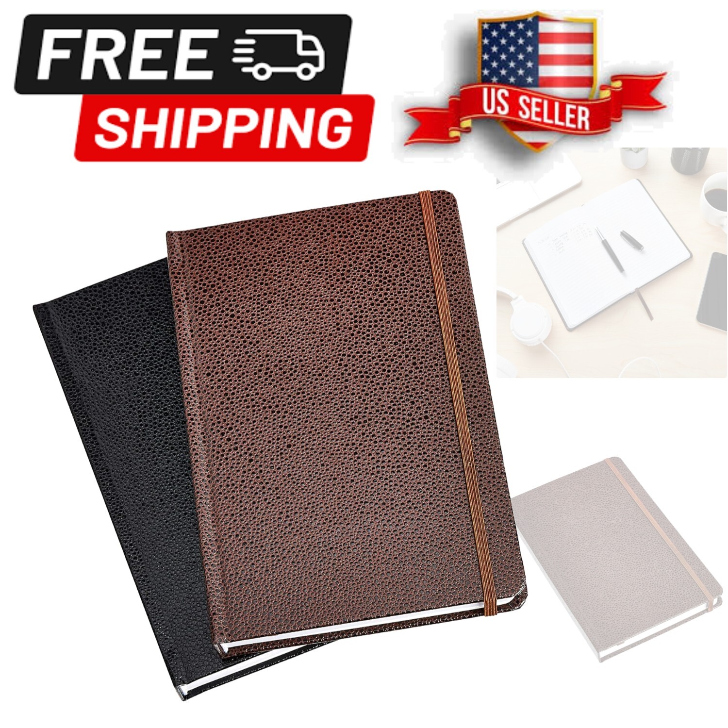 Durable Shagreen Texture Journals - 2-Pack for Stylish Note-Taking