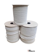 3 Strand Natural Cotton Rope - 6mm - 8mm - 10mm - Sash Cord - Garden - Crafts 
