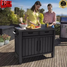 Keter Outdoor Grilling Table, Buffet Graphite Gray