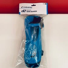 CHAMPRO D2 Soccer Shin Guards A1250B Large Optic Blue High-Impact Shell Straps