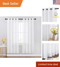 Versatile Light Filtering Drapes - White Sheer Curtains, 72" Long, 2 Pack