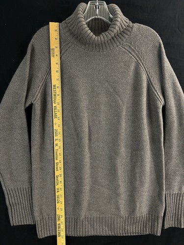 Icebreaker Womens M Merino Wool Turtleneck Knit Sweater Jumper Grey Brown Mock - Picture 11 of 13