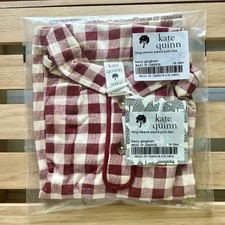 NIB Kate Quinn 18-24m Long Sleeve Piped Polo Tee Berry Gingham Bamboo