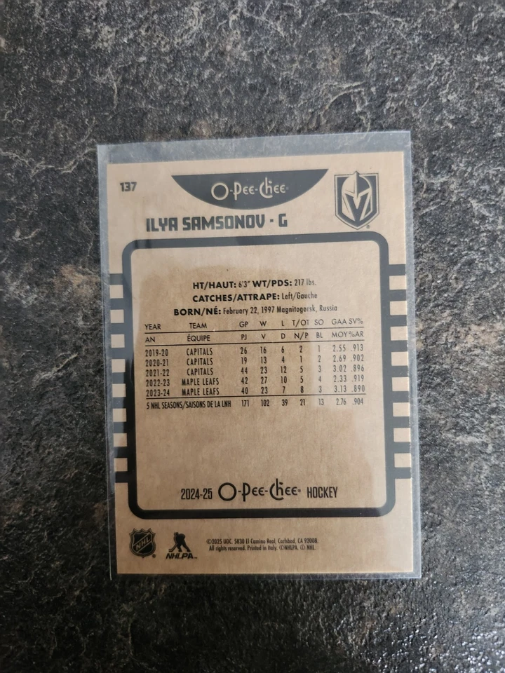 2024-25 O-Pee-Chee Retro Base Ilya Samsonov Card# 137 - Image 2 of 2
