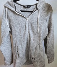 Under Armour UA Storm Womens Medium Grey Knit Full Zip Hoodie Sweater Jacket M