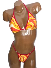 New exotic pole dancer costume V back thong bikini A/B cup