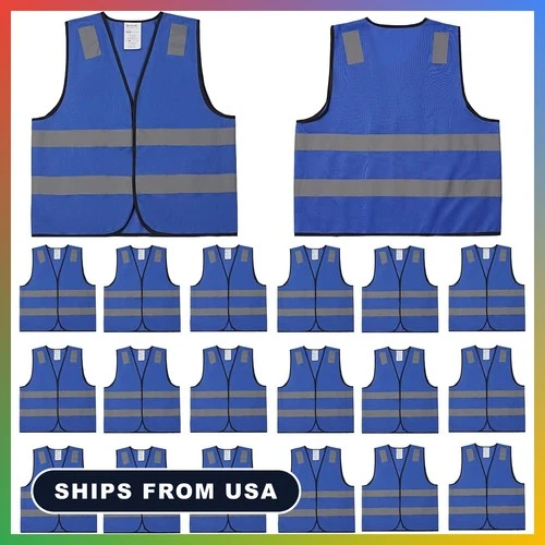 Blue Safety Vests 20 Pack - Reflective High Visibility Construction ANSI Class 2 - product listing photo