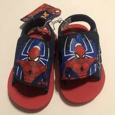 Zapatos Marvel Spider-Man talla pequeña 5/6 para niño pequeño correa de talón parte superior ajustable nuevos con etiquetas
