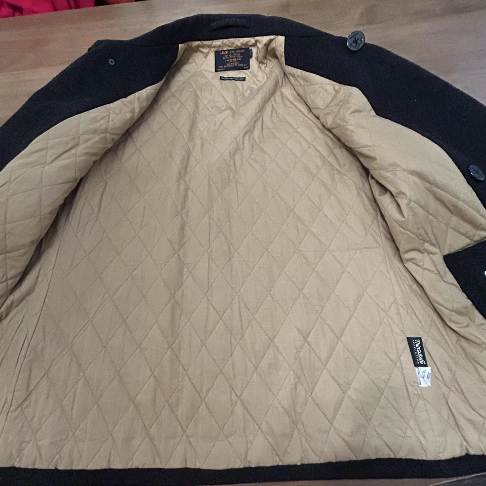 J.Crew Bayswater Peacoat Mens XL Navy Stadium Cloth Wool Thinsulate Quilted Coat - Image 4 of 4