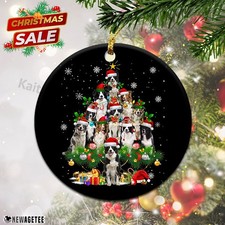 Border Collie Christmas Tree Lights Funny Dog Chrismas Ornament.