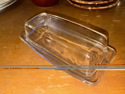 Vintage Corning Pyrex Clear Glass Covered Butter Dish Top & Base 72-B USA