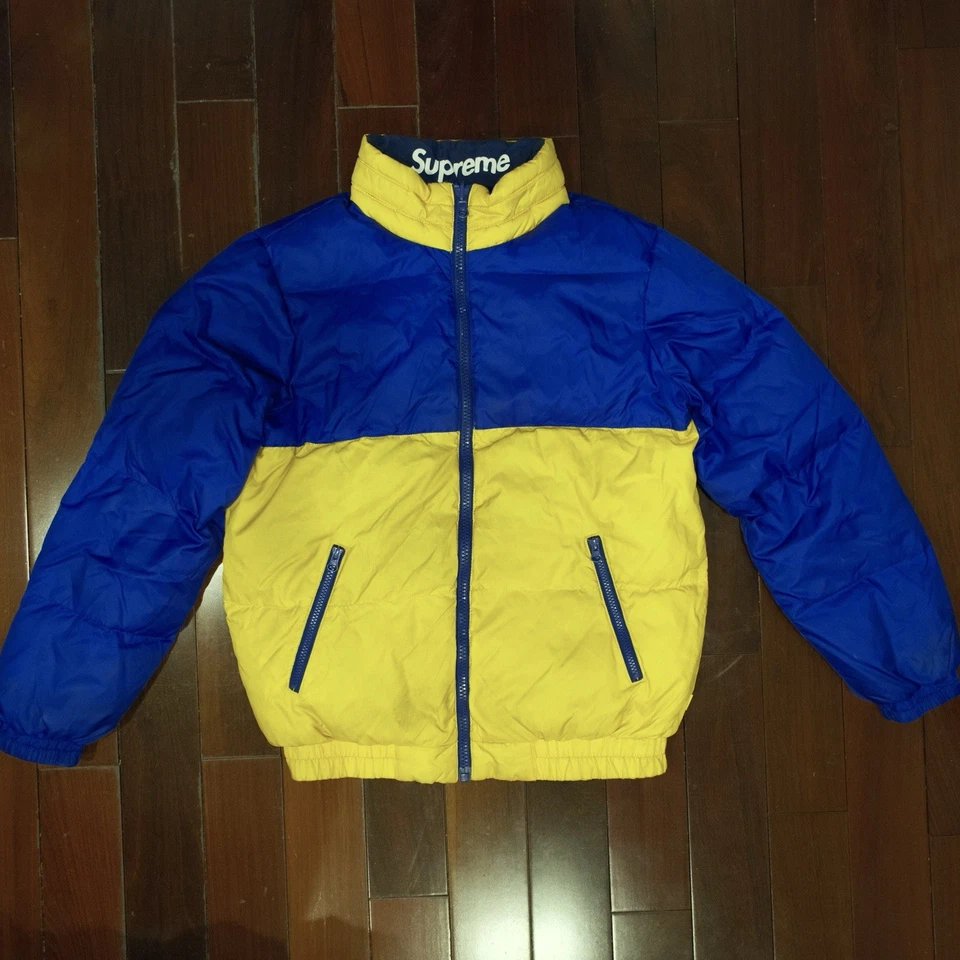 Supreme FW14 Chaqueta Hinchada Reversible Amarillo Azul M  Foto 4 de 4