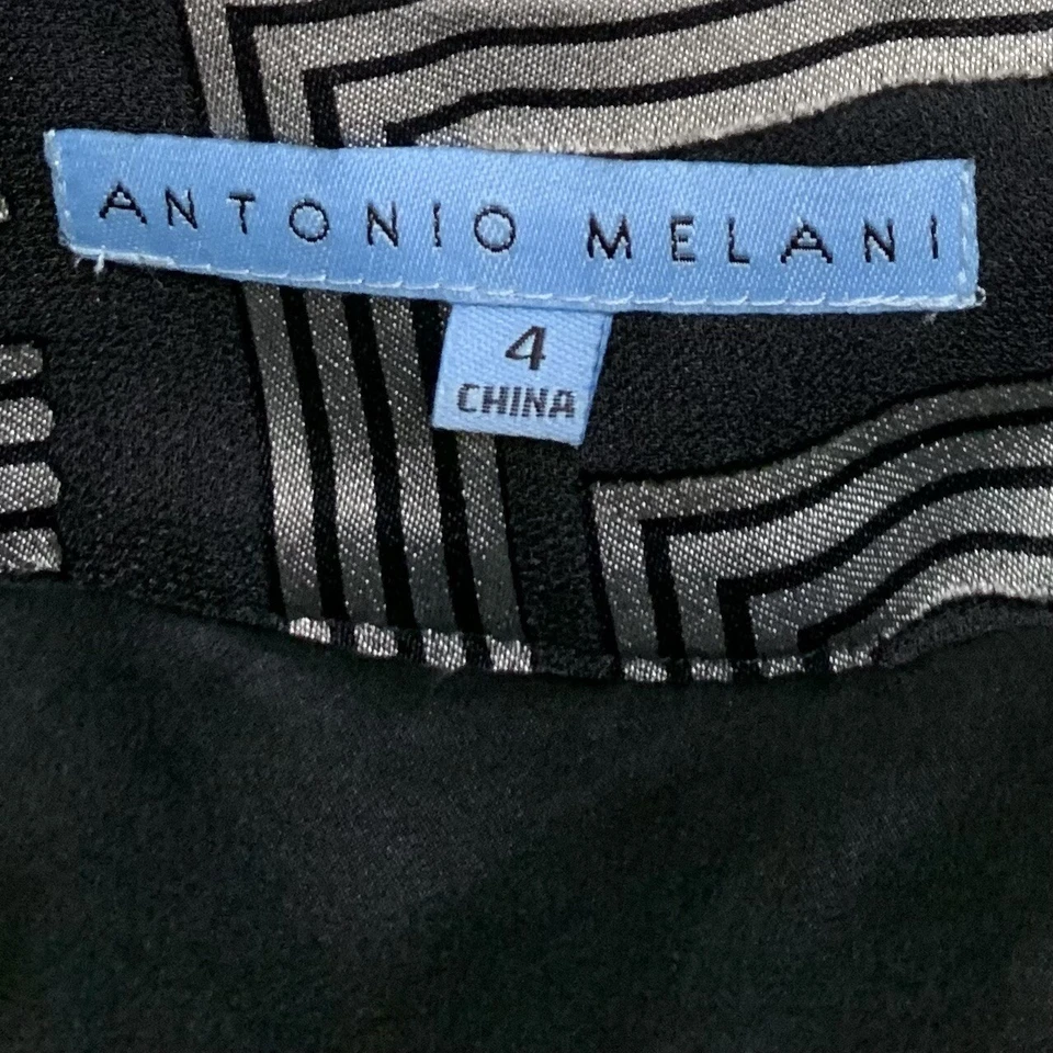 Falda para mujer Antonio Melani 4 negra plateada abstracta a rayas informal con cremallera Foto 4 de 4