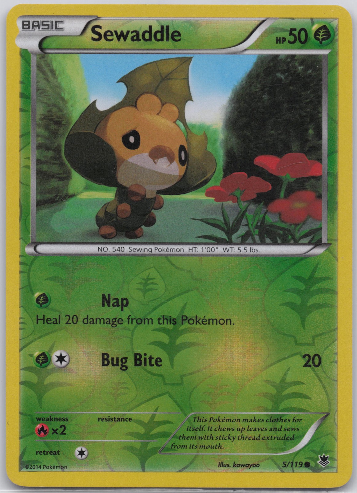 Sewaddle 5/119 Reverse Holo XY - Phantom Forces LP