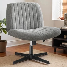 Criss Cross Legged Chair Wide Comfy Home Office Desk Seat, No Wheels Armless ...