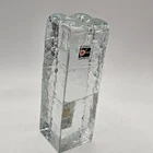 Blenko Ice Cube Candle Holder Vintage Taper Vintage Clear Glass 6" Labels