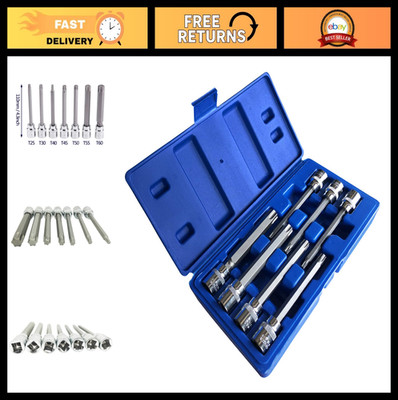 7-Piece Extra Long Torx Star Bit Socket Set T25-T60 CR-V 3/8'' Drive 110mm