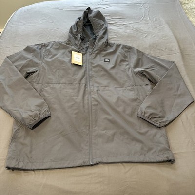NWT Quicksilver Windbreaker Jacket Gray Men s Hood Zip Up Waterproof Dryflight