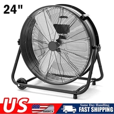 24 Inch Industrial Drum Fan 3 Speed Metal Air Circulator Fan For Garage, Shop