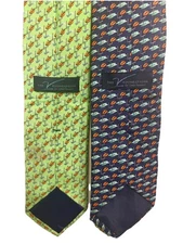 The V FOUNDATION Football Neck Ties Green and Blue Set of 2 100% Silk 