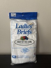 Fruit Of The Loom Ladies  Briefs Size 7 Package of 3 White 100 Cotton 1988
