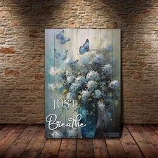 Personalized Jesus Just Breathe Wall Art Canvas, Flower Painting On The Table...