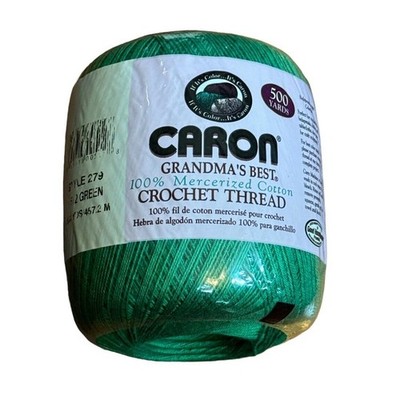 Caron Grandma s Best Crochet Green Thread Mercerized Cotton 500 Yards SEALED