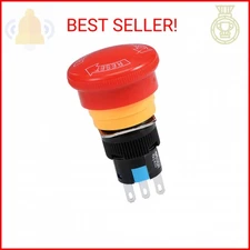 uxcell 16mm Mounting Hole Latching Emergency Stop Push Button Switch NO NC Red