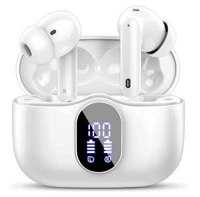 Wireless Bluetooth 5.3 In-Ear Headphones Featuring 4 ENC36 Hours LED Display New