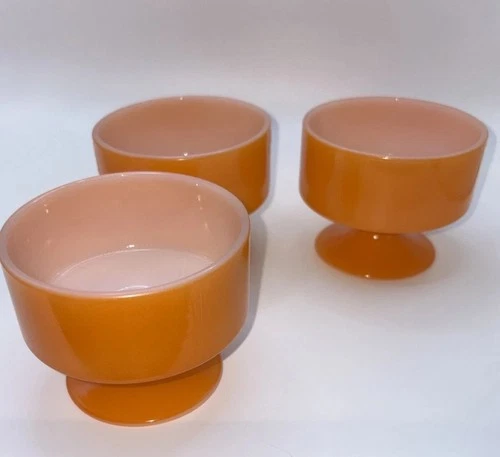 Vintage MCM Orange Federal Glass Sherbet Dessert Cups
