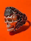 Vintage Skull Floral Armor Antler Skull S925 Sterling Silver Ring