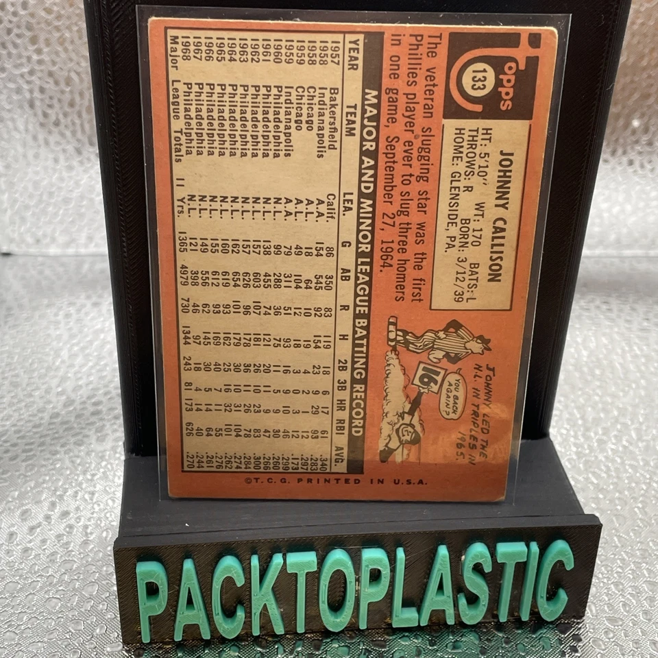 1969 Topps #133 Johnny Callison Philadelphia Phillies B5 envío gratuito conjunto descanso Foto 2 de 2