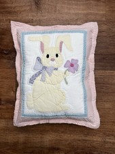 Spring Bunny Appliqué Pillow, Farmhouse Style, Shabby Chic, Vintage fabrics,