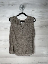 Liz Claiborne Shirt Womens Large Leopard Print Sleeveless Brown Black Blouse
