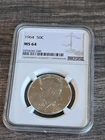 (3) 1964 KENNEDY HALF DOLLARS NGC MS 64, 1964-D NGC MS 64 & 1964 NGC PF 64