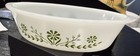 Vintage Glasbake Green Daisy Pattern 238 Oval Milk Glass Casserole Dish, USA — photo 2