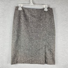 Talbots Skirt Womens 8 Gray Tweed Wool Blend Pencil Knee Length Lined Back Zip