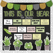 Greenery Classroom Bulletin Board Decorations, Motivational Bulletin Board Set,