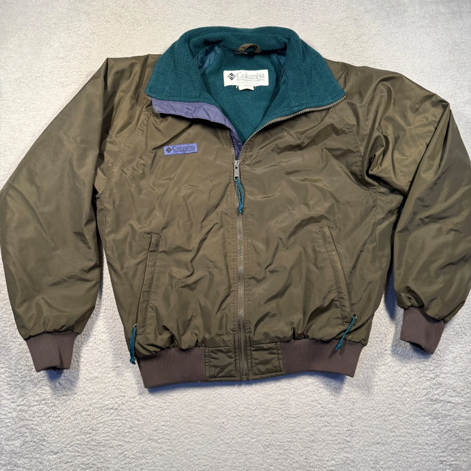 Vintage Columbia Fleece Lined Jacket S/M Olive Green Gorpcore Bomber Jacket
Opens in a new window or