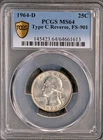 1964-D 25c TYPE C REVERSE PCGS MS 64 FS-901 rare mule  FREE SHIPPING