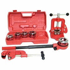 Ratchet Pipe Threader Handheld Pipe Threading Tool w/5 Dies Set +Pipe Cutter