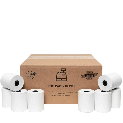 2 5/16" x 400' Gas Station Thermal Receipt Paper Rolls (12 Rolls) - Pay At Pu...