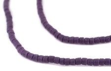 Purple Sandcast Seed Beads 3mm Ghana African Glass 30 Inch Strand Handmade