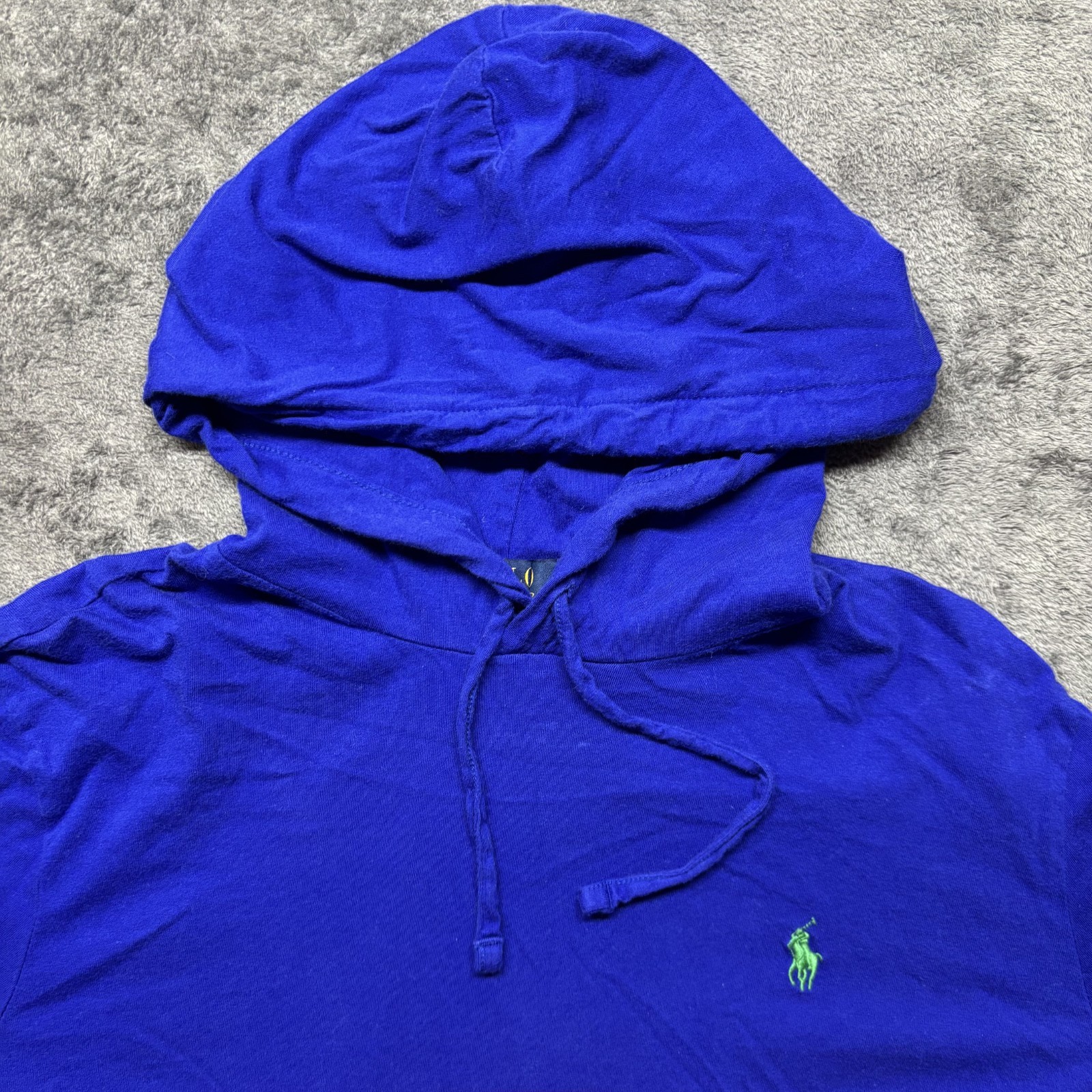 Polo Ralph Lauren camicia uomo blu medio colorblock manica lunga con cappuccio logo pony