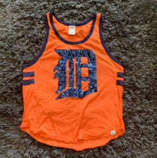 Victoria's Secret PINK Detroit Tigers Sequin Orange Tank Top Shirt Womens M 🐯✨