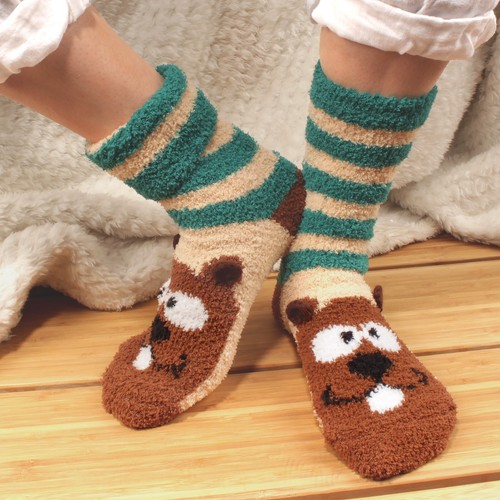 Women's Super Soft Cute Fuzzy Cozy Warm Animal Face Indoor Outdoor Cabin Crew - Picture 7 of 97