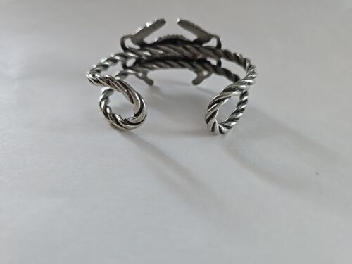 Crab Cuff Bracelet Twisted Silver Tone Pewter Marine Life 7" - Picture 4 of 10