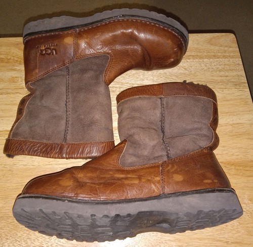 UGG Australia Wrangell Leather Brown Shearling Waterproof Boots 5263 Sz 6 - Picture 6 of 14