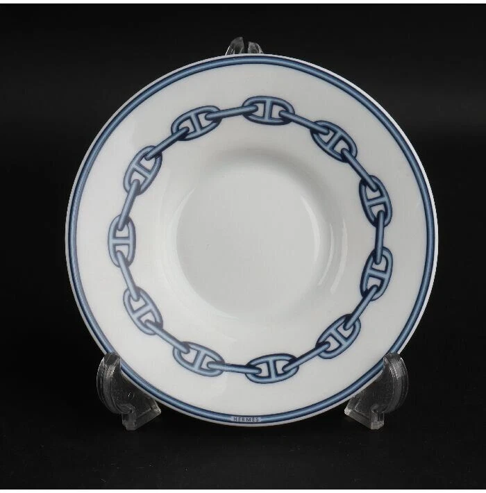 Par de tazas y platillos de café HERMES Paris Demitasse AZUL CADENA DE ANCRE Foto 4 de 4